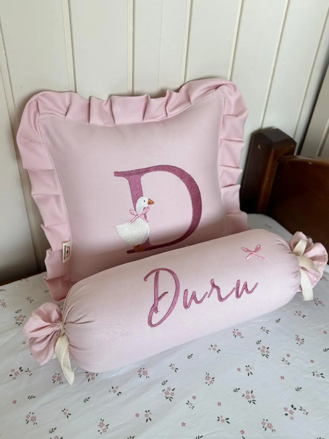 DEKORATİF 2'Lİ TAKIM YASTIK ÖRDEK BLUSH GARDEN - PUDRA -  GÜLKURUSU
