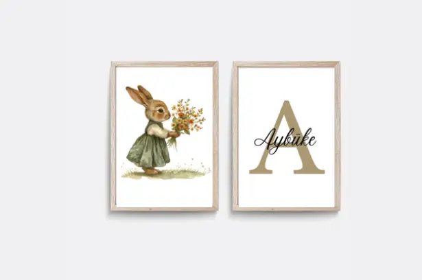 TINY BUNNY 2'Lİ 30X40  POSTERLİ ÇERÇEVE