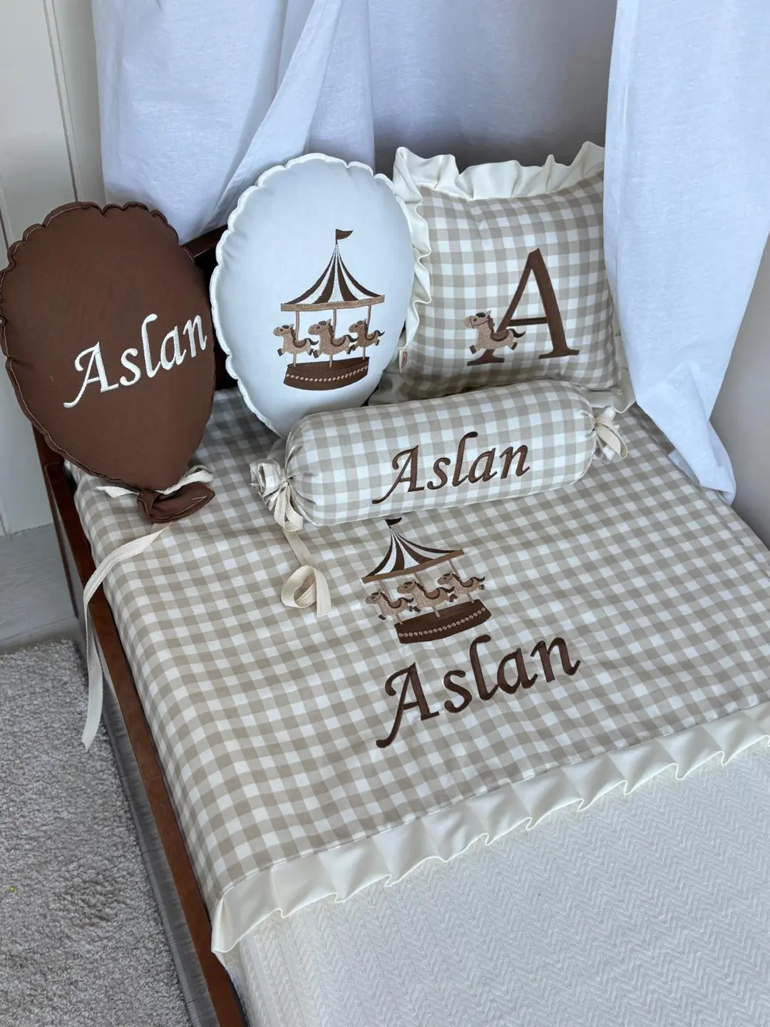 PİKE TAKIMI 5'Lİ SET ATLI KARINCA BALONLU - KOYU KAHVE SET